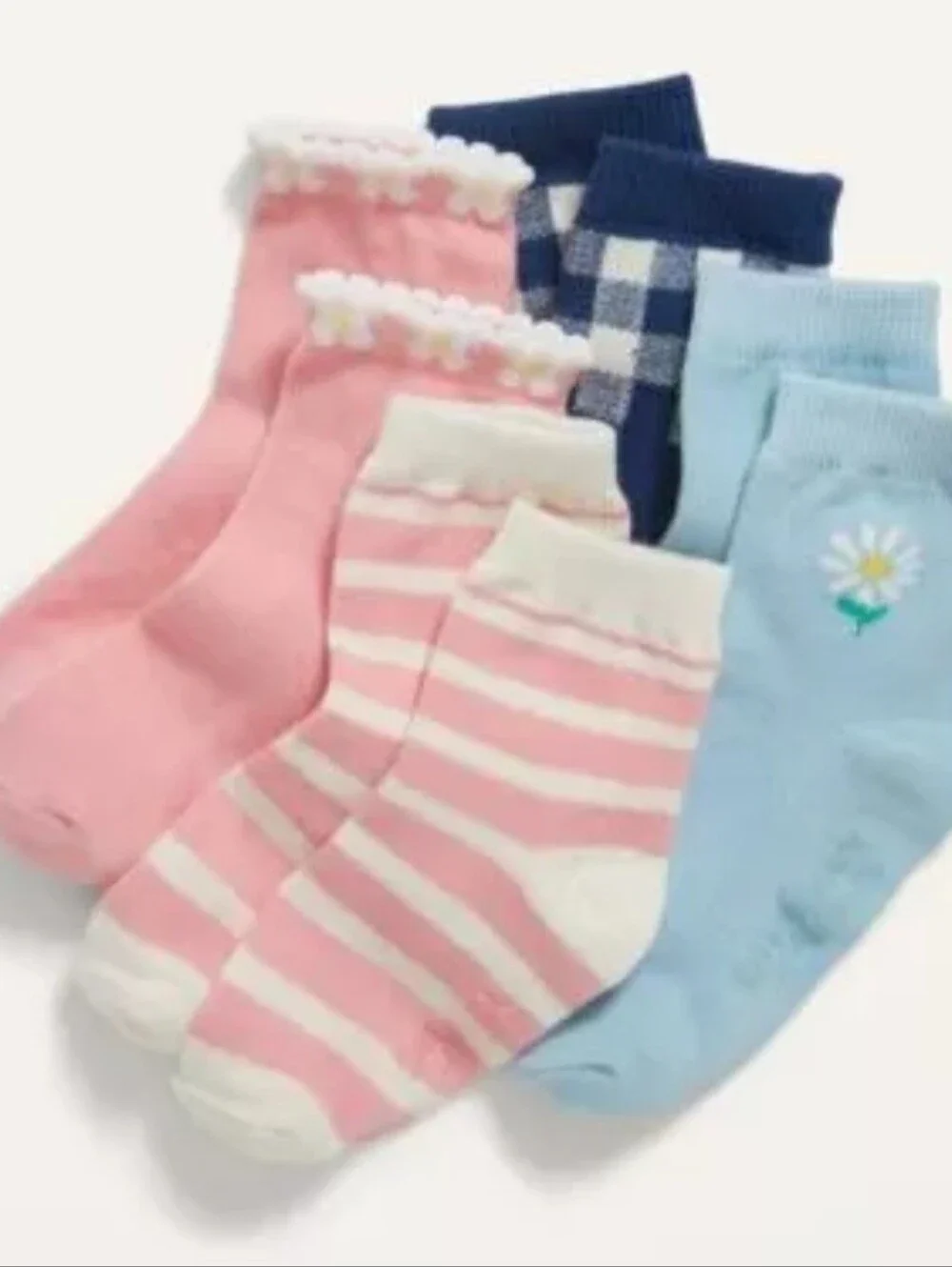 Old Navy Toddler Girls Crew Socks Size 4T-5T 8 Pairs New